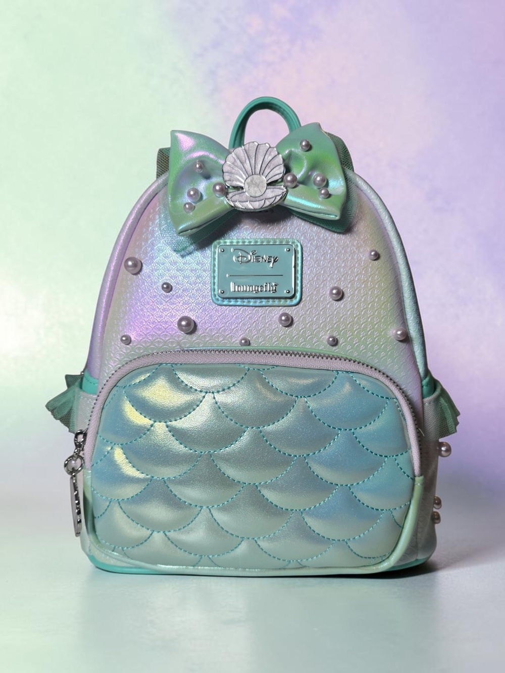Loungefly Disney The Little Mermaid Iridescent Pearl Mini Backpack NWT